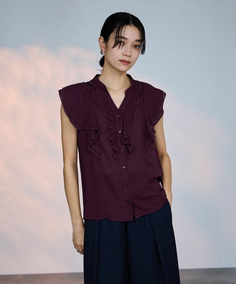 milli de l'air ラッフルフリルキーネックブラウス レディース商品画像-6