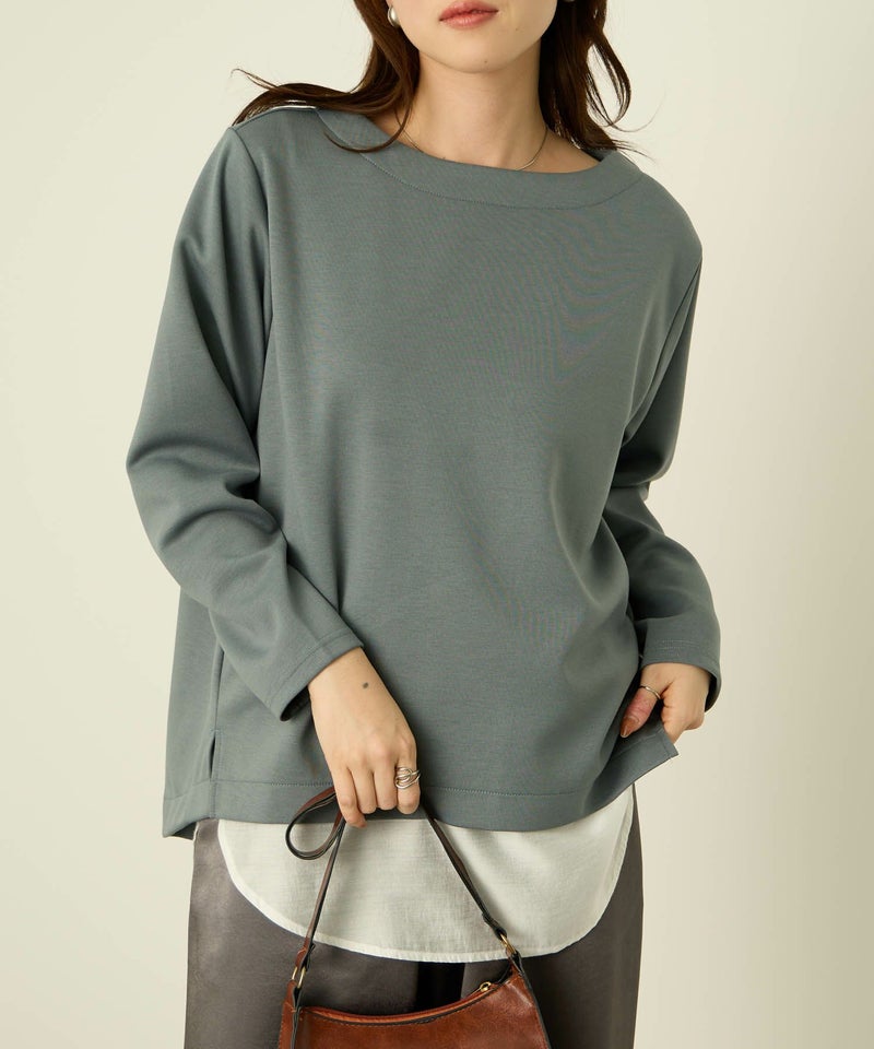 nAvy ポンチ素材 裾ラウンドプルオーバー レディース メール便 対応商品商品画像-1