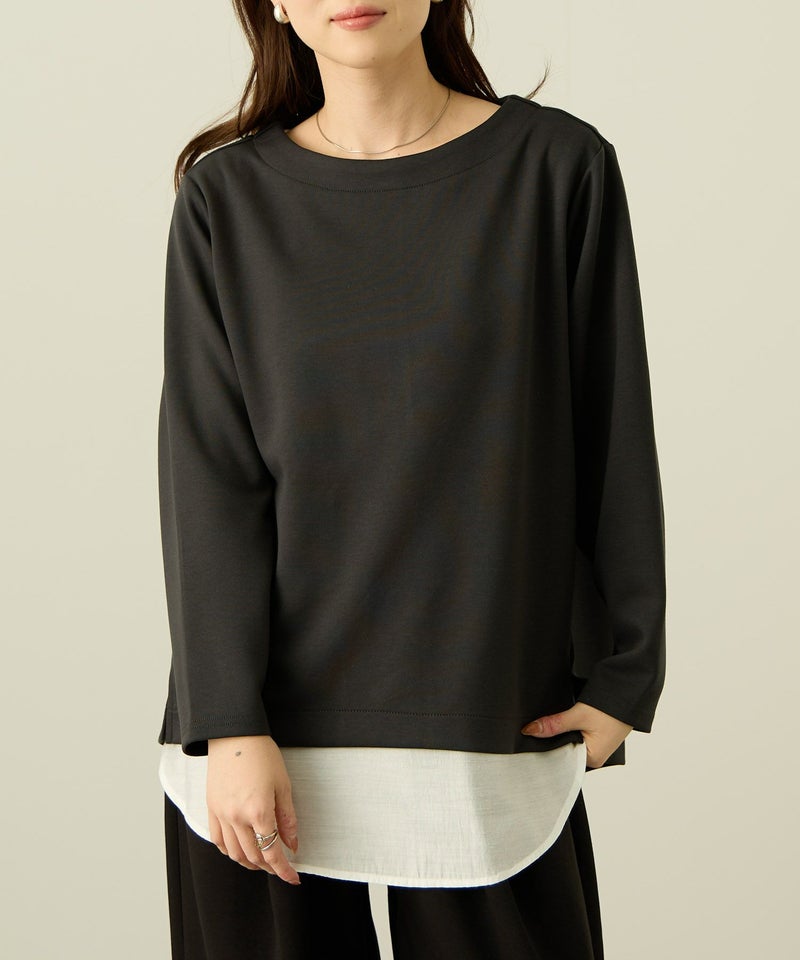 nAvy ポンチ素材 裾ラウンドプルオーバー レディース メール便 対応商品商品画像-2