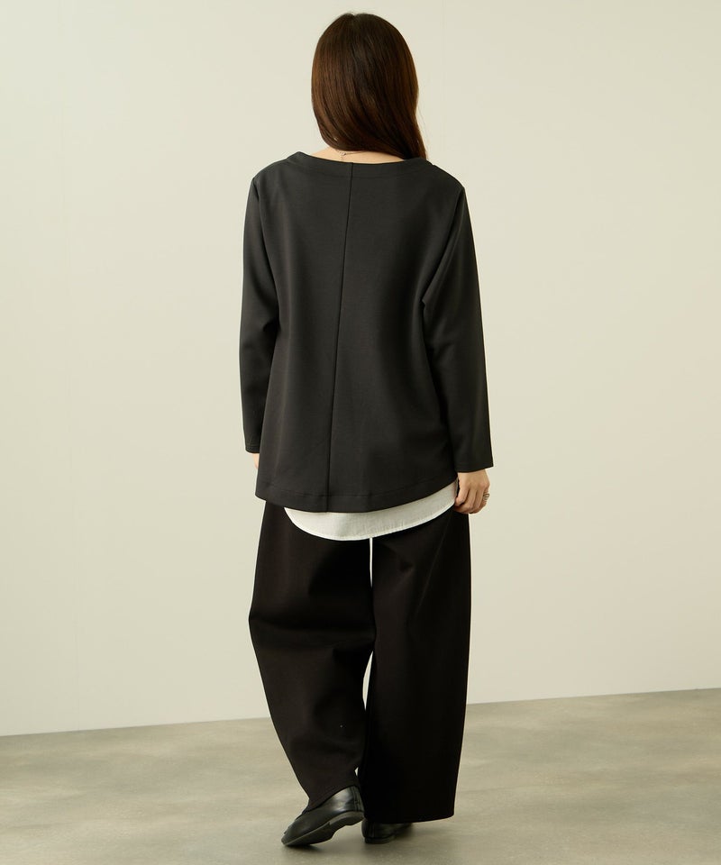 nAvy ポンチ素材 裾ラウンドプルオーバー レディース メール便 対応商品商品画像-12