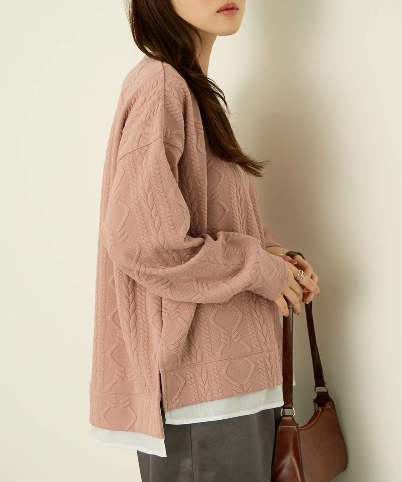 nAvy 時短ジャガードフェイク裾スリットプルオーバー レディース商品画像-5