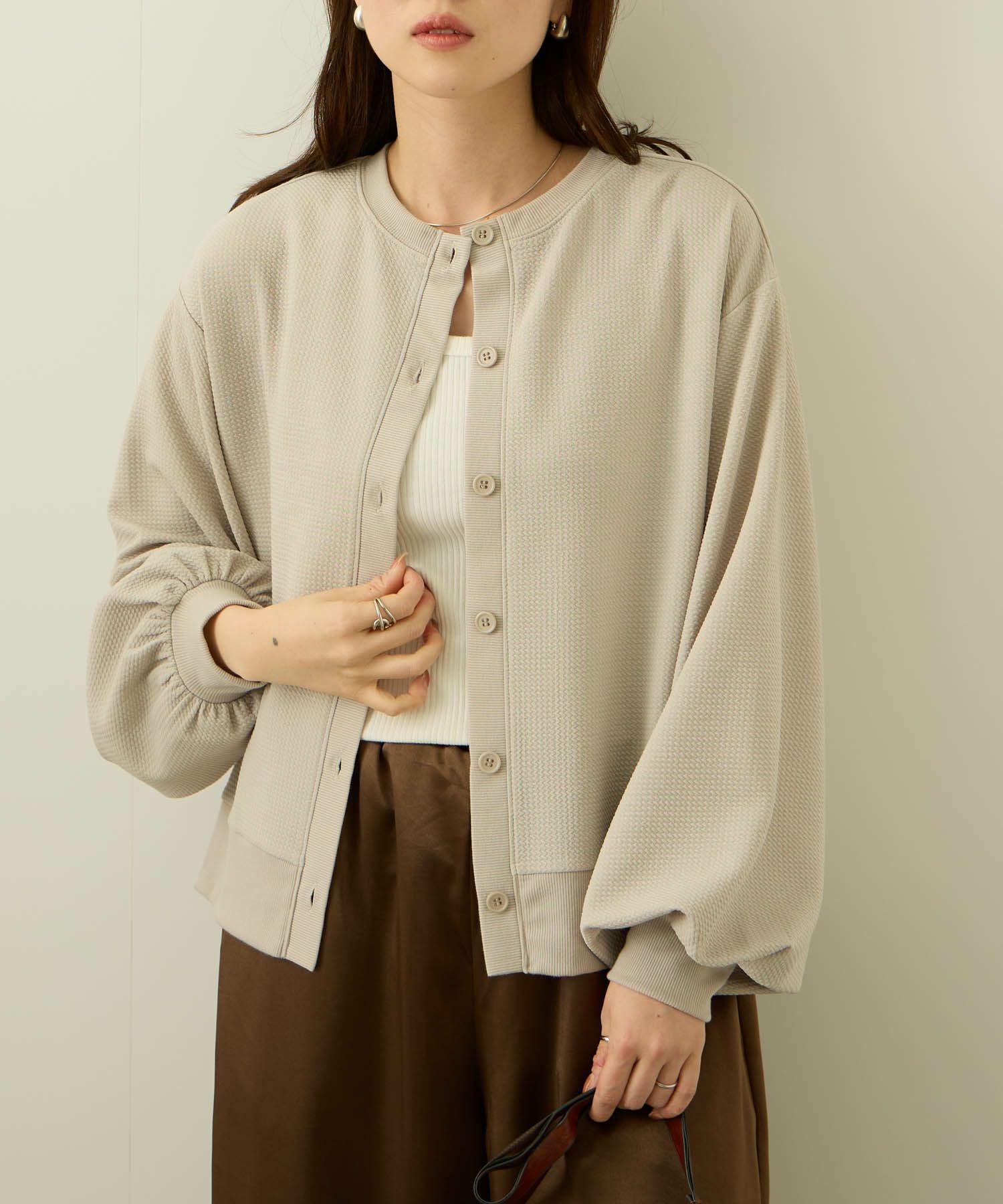 Khaju ジャガードカーディガン JACQUARD CARDIGAN(M black/darkgray/creme): WEAR | kashwere Japan