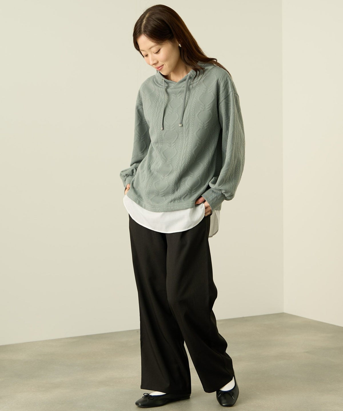 nAvy 時短ジャガードフェイクハイネックプルオーバー レディース