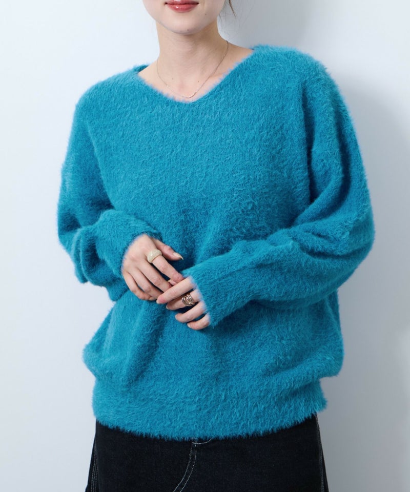 [期間限定knit]nAvy  フェザーVネックプルオーバー レディース商品画像-3