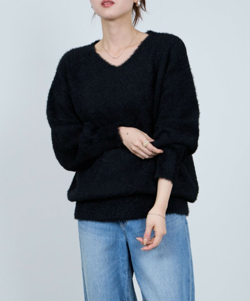 [期間限定knit]nAvy  フェザーVネックプルオーバー レディース商品画像-6