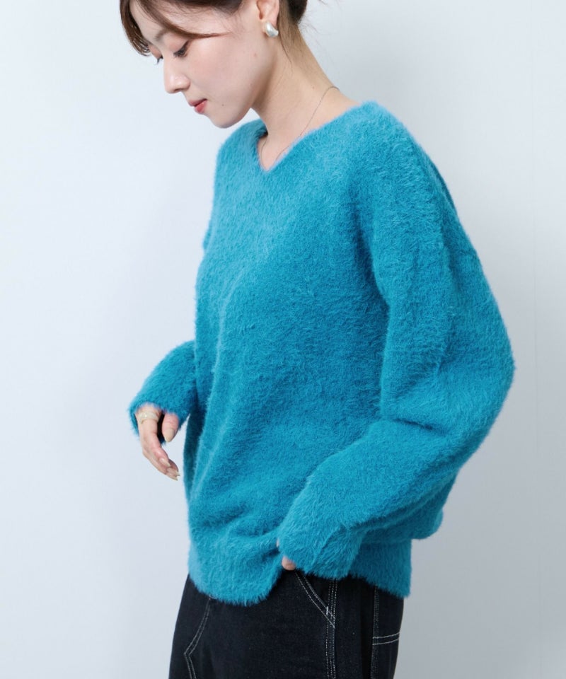 [期間限定knit]nAvy  フェザーVネックプルオーバー レディース商品画像-13