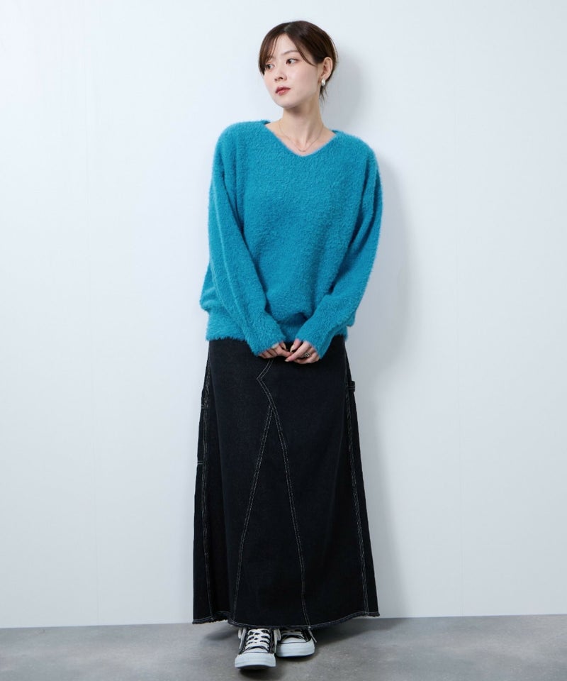 [期間限定knit]nAvy  フェザーVネックプルオーバー レディース商品画像-15
