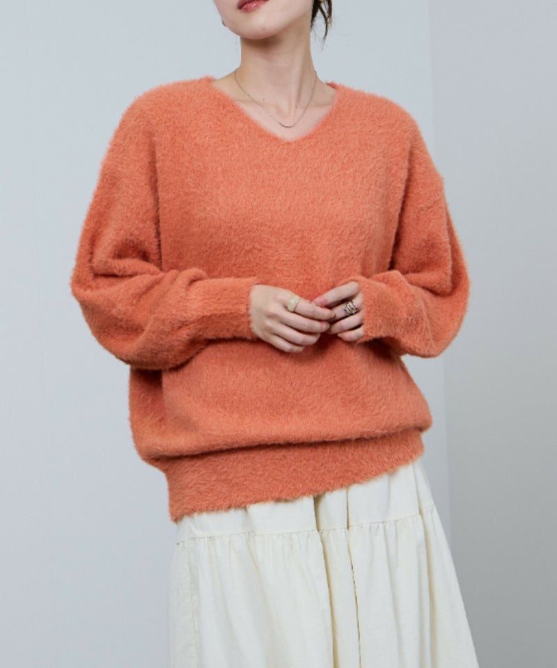 [期間限定knit]nAvy  フェザーVネックプルオーバー レディース商品画像-16