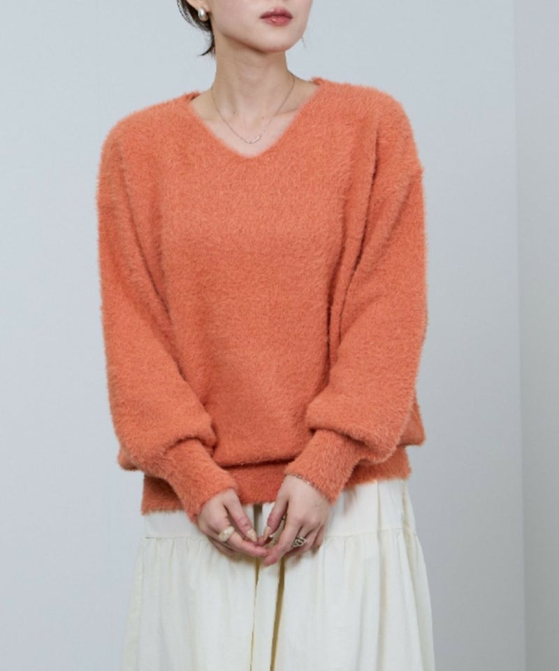 [期間限定knit]nAvy  フェザーVネックプルオーバー レディース商品画像-17