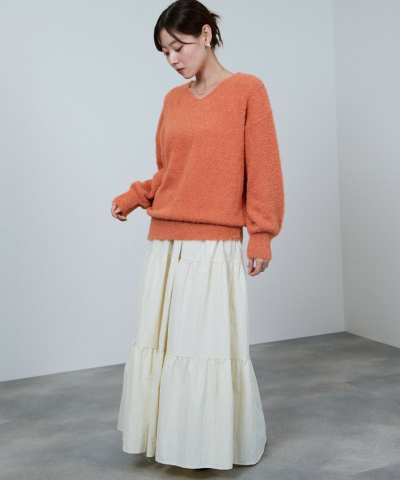 [期間限定knit]nAvy  フェザーVネックプルオーバー レディース商品画像-18