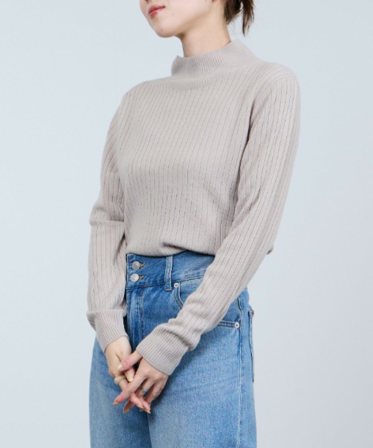 nAvy カシミヤタッチニット リブハイネック レディース