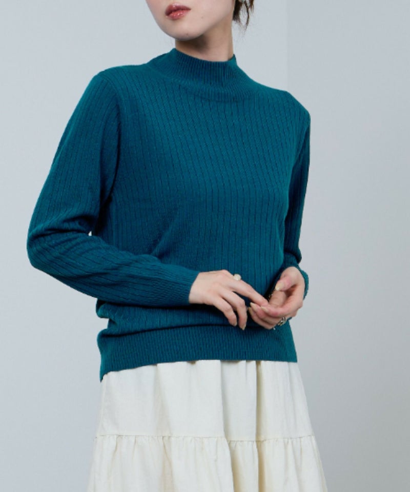 [期間限定knit]nAvy カシミヤタッチニット リブハイネック レディース商品画像-5