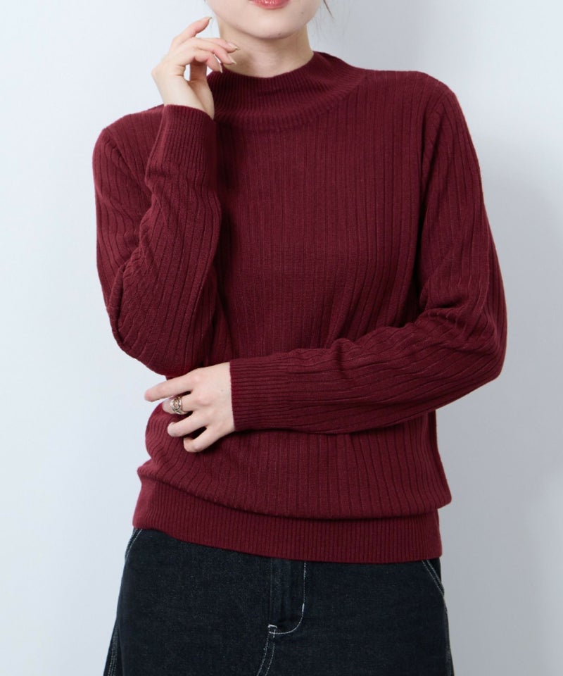 [期間限定knit]nAvy カシミヤタッチニット リブハイネック レディース商品画像-6