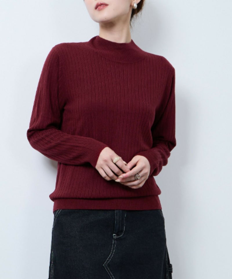 [期間限定knit]nAvy カシミヤタッチニット リブハイネック レディース商品画像-7