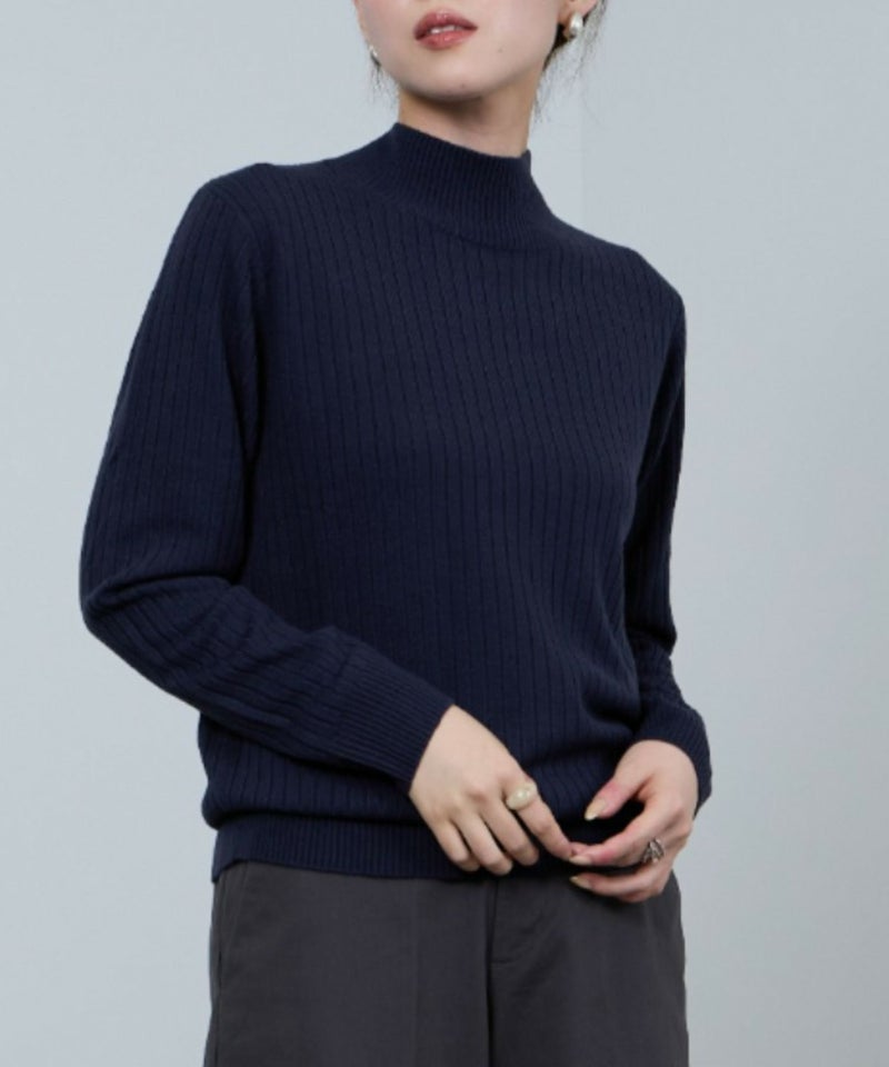 [期間限定knit]nAvy カシミヤタッチニット リブハイネック レディース商品画像-15