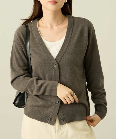 nAvy カシミヤタッチニット Vネックカーディガン レディース