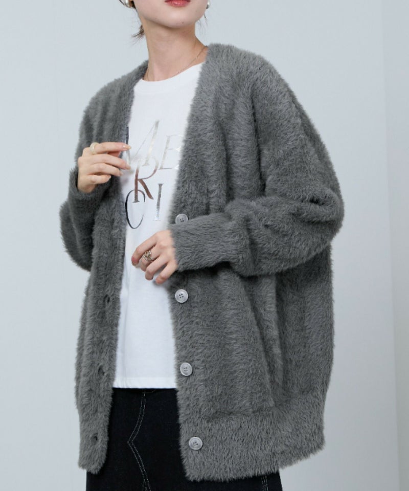 [期間限定knit]nAvy  フェザーロングカーディガン レディース商品画像-1