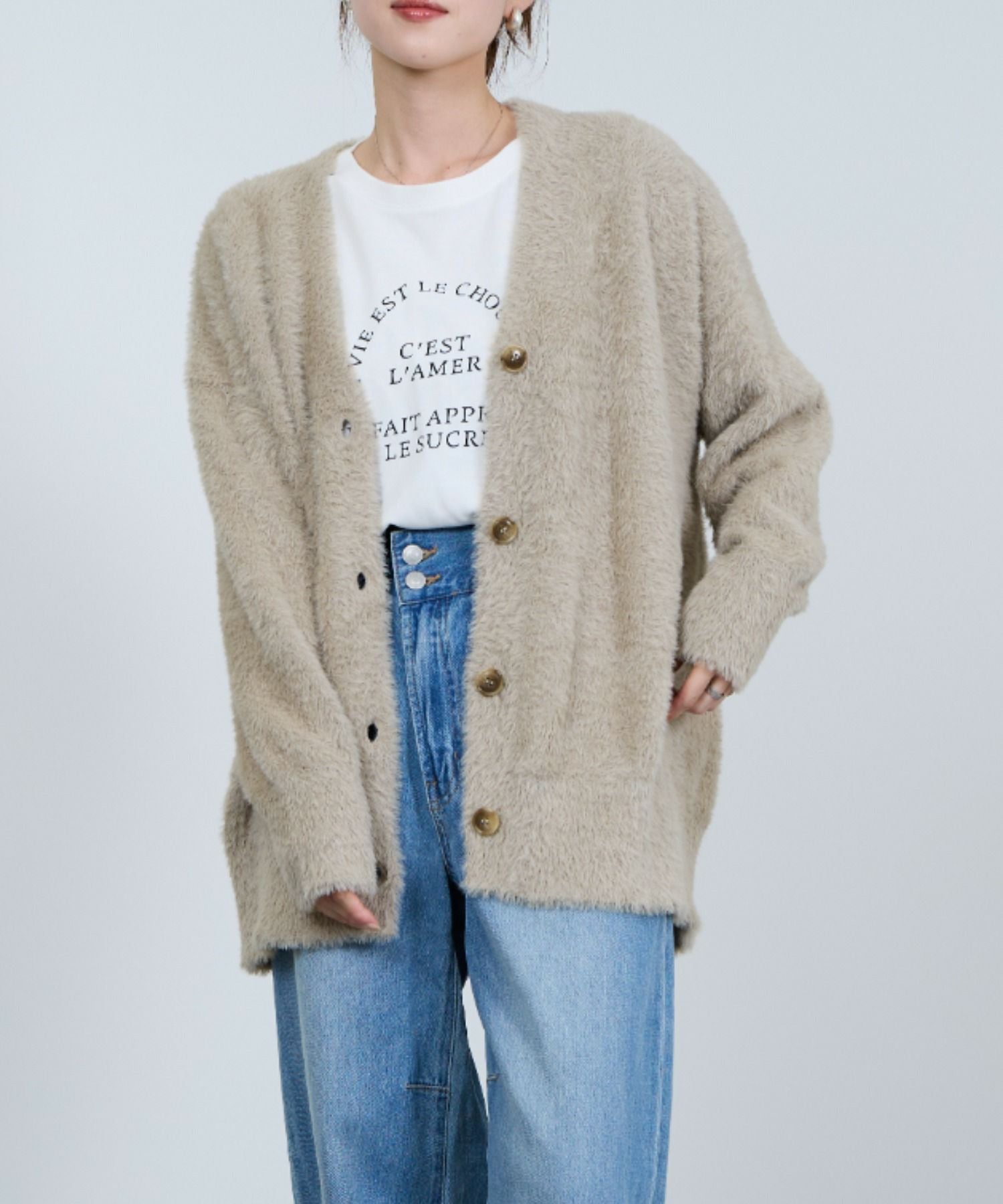 nAvy フェザーロングカーディガン レディース