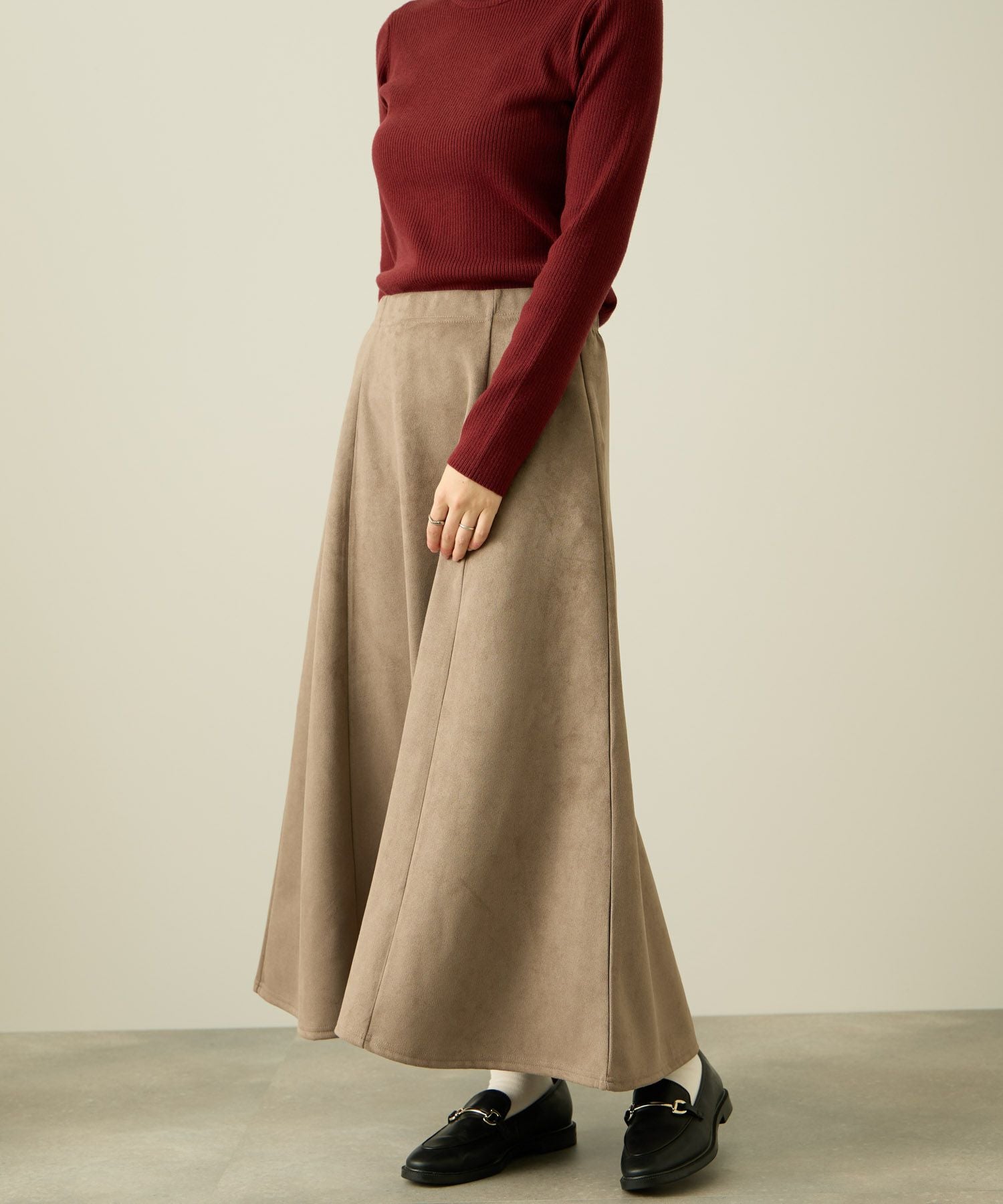 nAvy フェイクスエードフレアスカート レディース