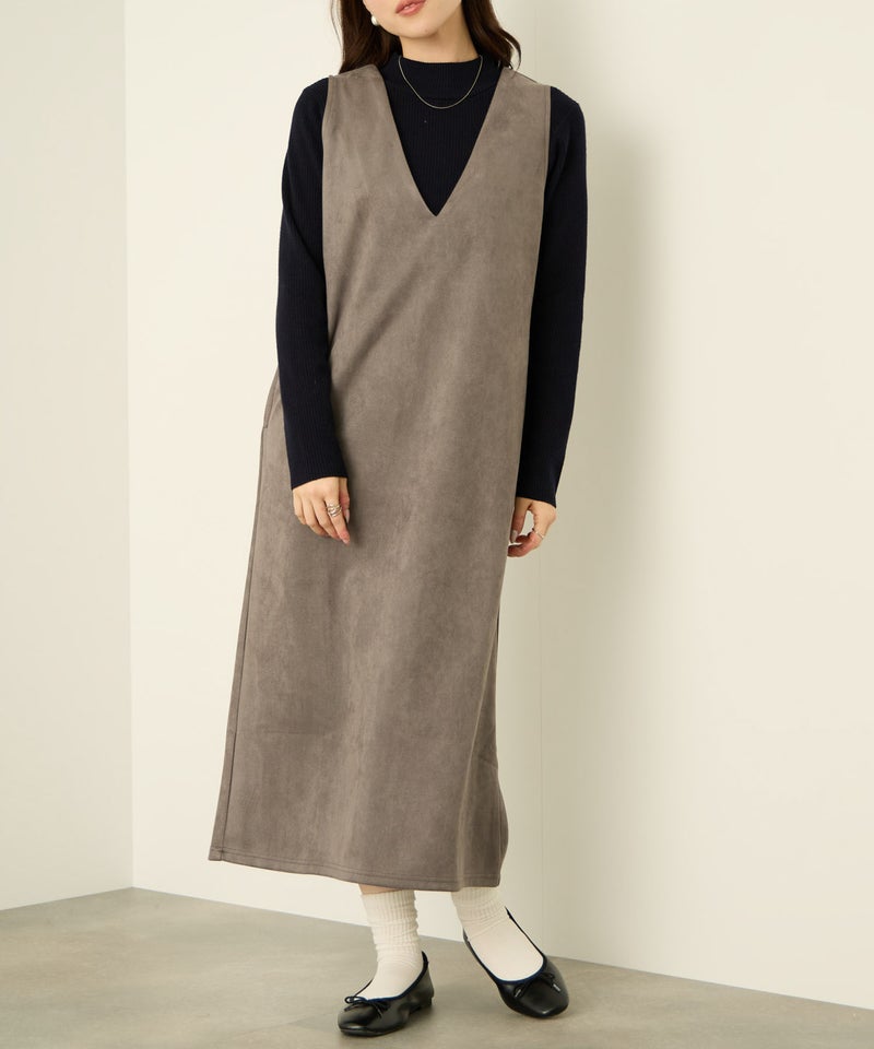 nAvy ポンチ素材 フェイクスエードジャンパースカート レディース商品画像-1