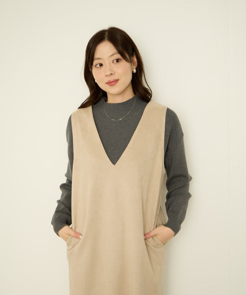 nAvy  ポンチ素材 フェイクスエードジャンパースカート レディース商品画像-7