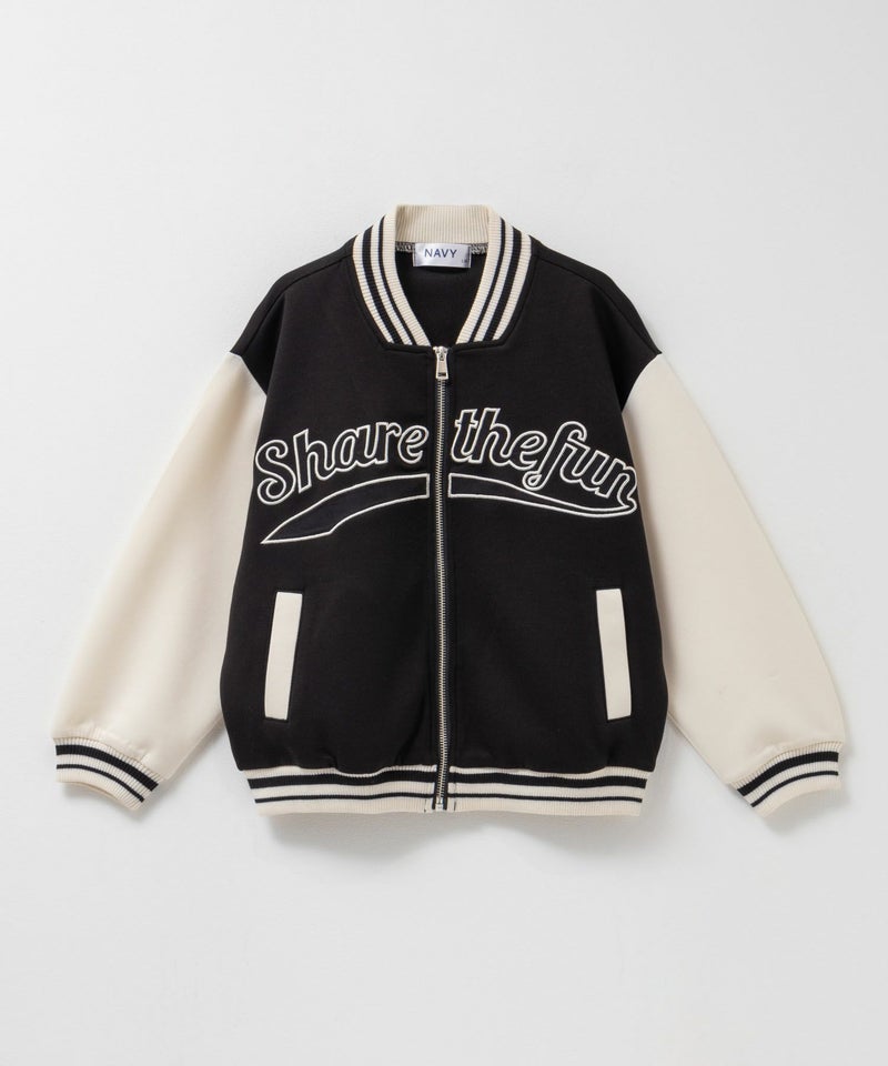 NAVY  ポンチ素材 スタジャン キッズ商品画像-1