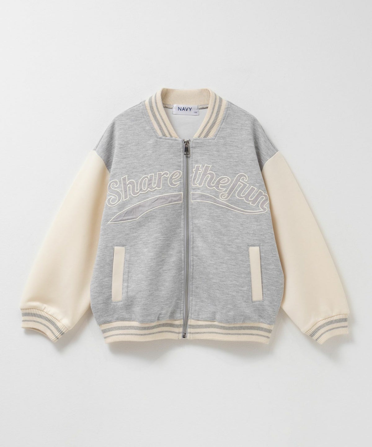 NAVY ポンチ素材 スタジャン キッズ