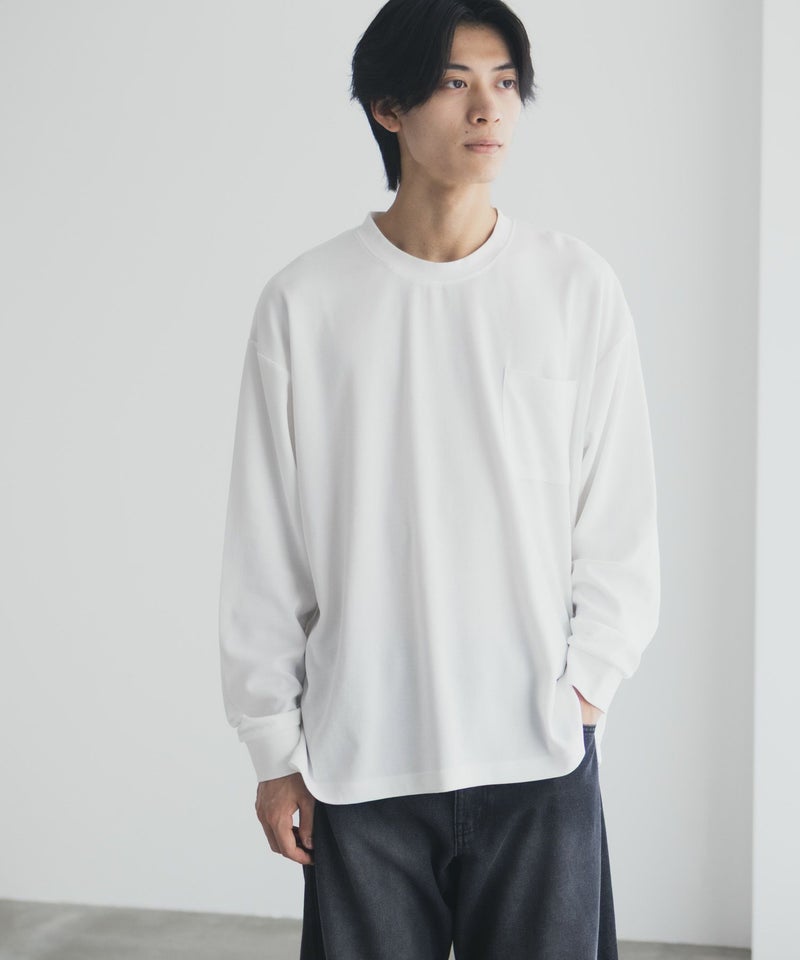 NAVY タフラク ポンチ素材ポケツキ長袖Tシャツ メンズ商品画像-2