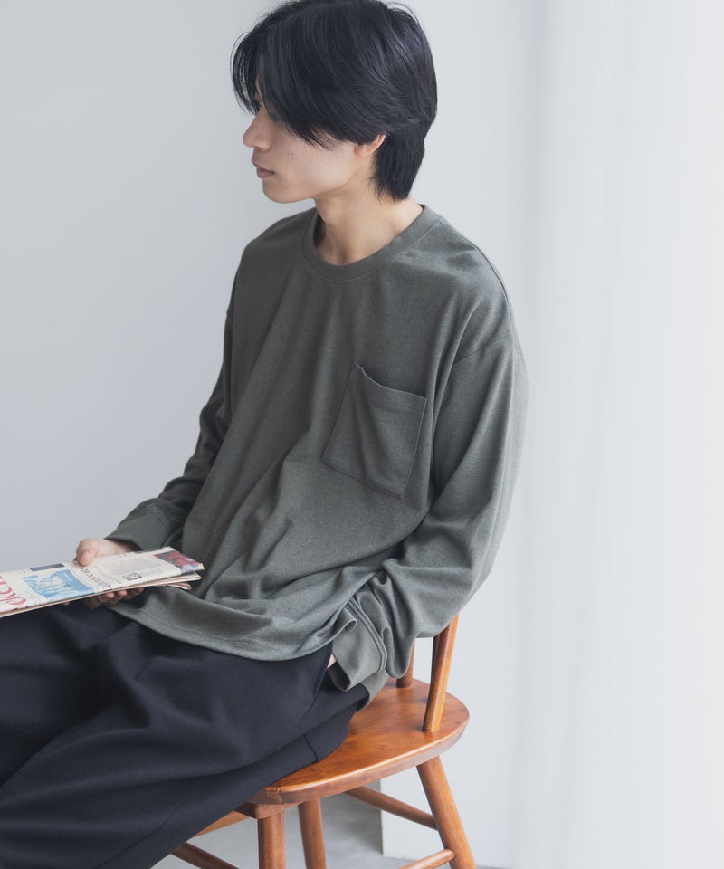 NAVY タフラク ポンチ素材ポケツキ長袖Tシャツ メンズ商品画像-6