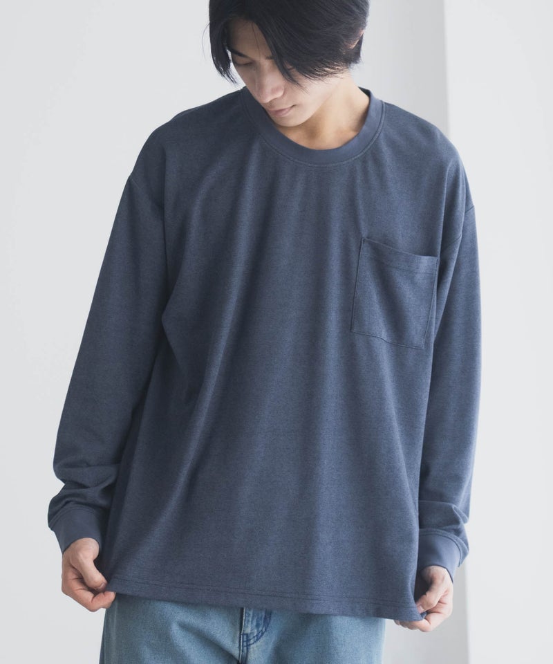 NAVY タフラク ポンチ素材ポケツキ長袖Tシャツ メンズ商品画像-8