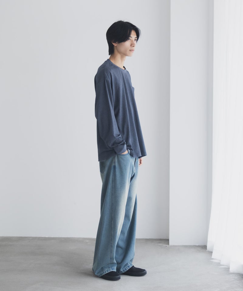 NAVY タフラク ポンチ素材ポケツキ長袖Tシャツ メンズ商品画像-10