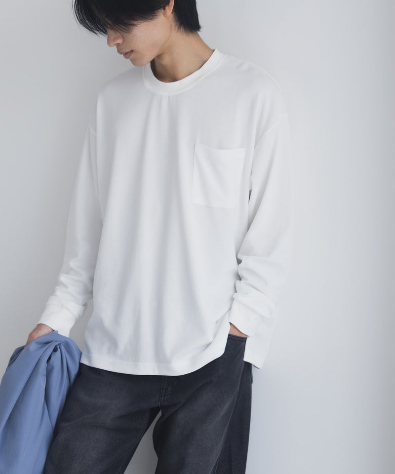 NAVY タフラク ポンチ素材ポケツキ長袖Tシャツ メンズ商品画像-12