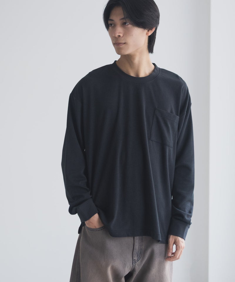NAVY タフラク ポンチ素材ポケツキ長袖Tシャツ メンズ商品画像-14