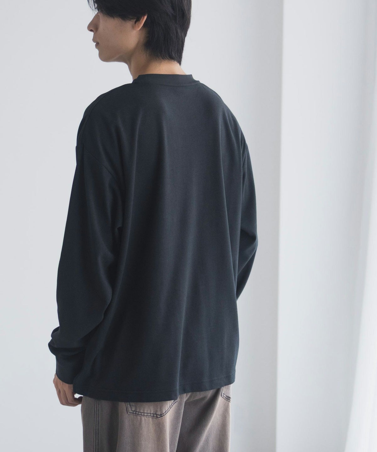 NAVY タフラク ポンチ素材ポケツキ長袖Tシャツ メンズ