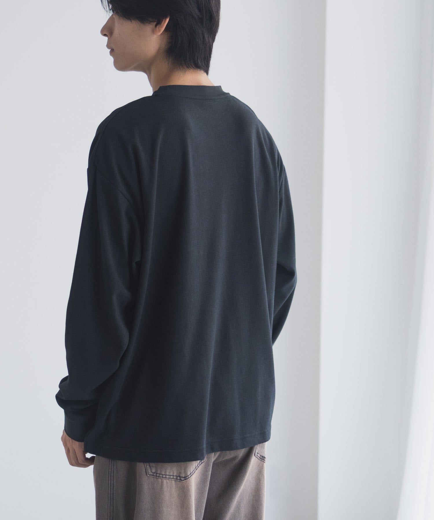 NAVY タフラク ポンチ素材ポケツキ長袖Tシャツ メンズ
