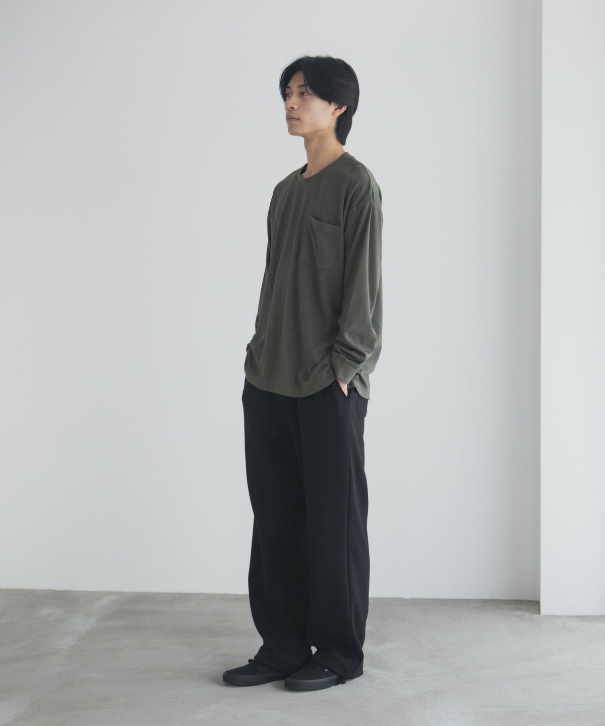 NAVY タフラク ポンチ素材ポケツキ長袖Tシャツ メンズ