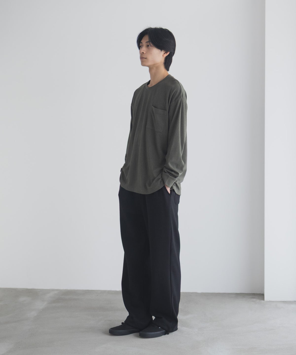 NAVY タフラク ポンチ素材ポケツキ長袖Tシャツ メンズ