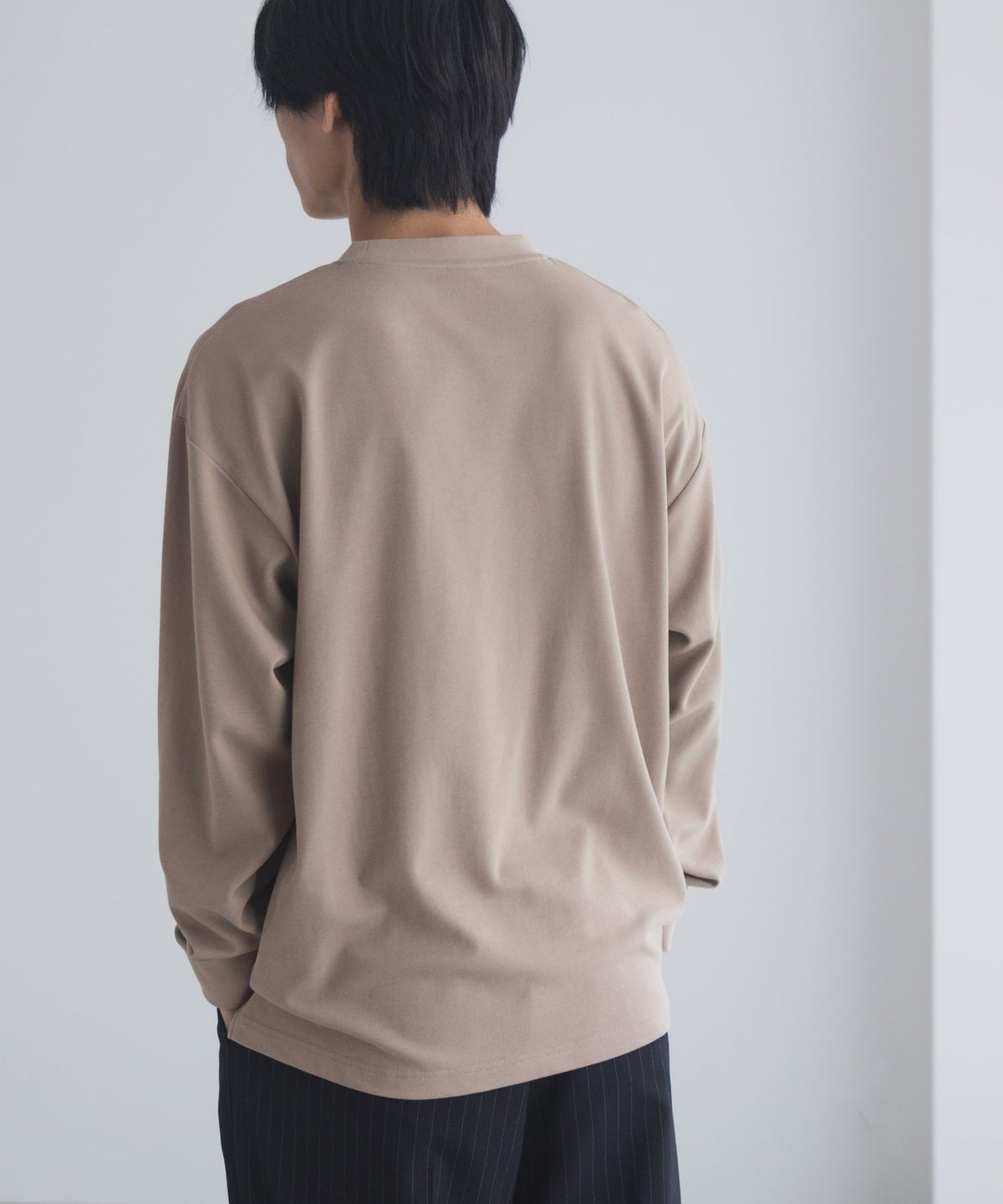 NAVY タフラク ポンチ素材ポケツキ長袖Tシャツ メンズ