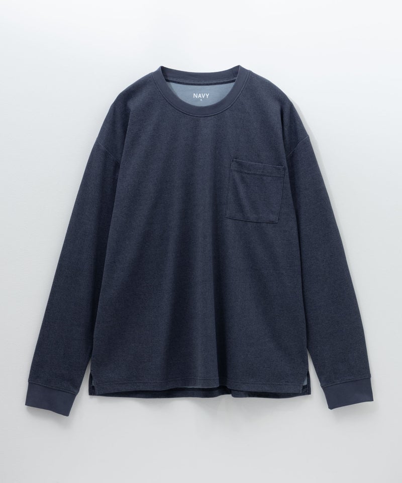 NAVY タフラク ポンチ素材ポケツキ長袖Tシャツ メンズ商品画像-26
