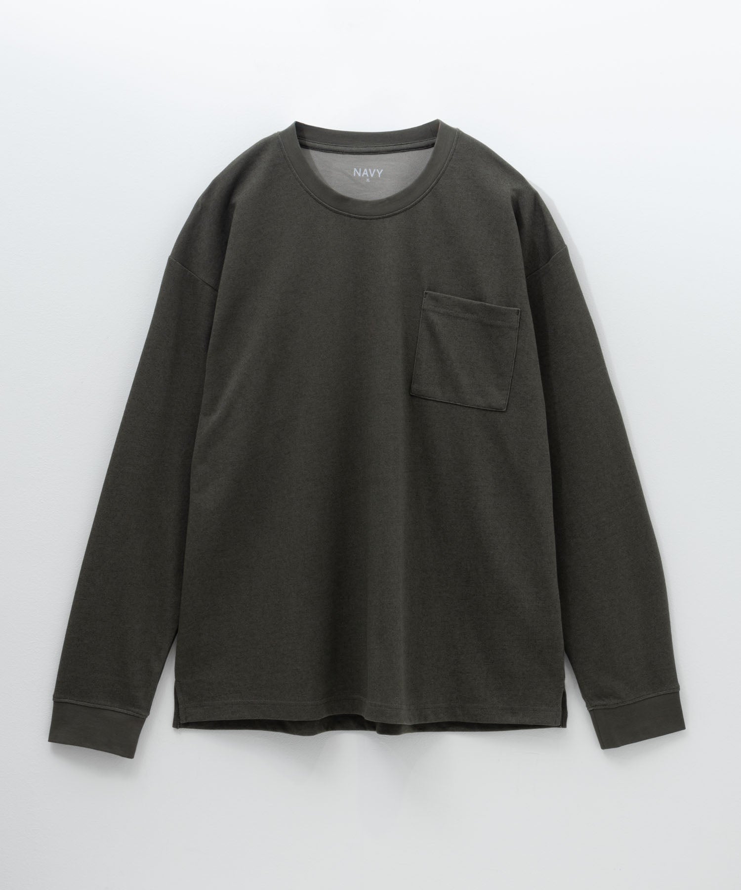 NAVY タフラク ポンチ素材ポケツキ長袖Tシャツ メンズ
