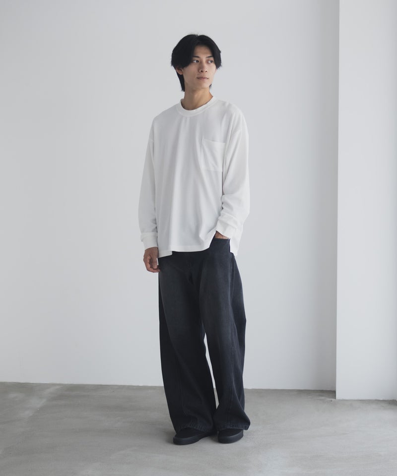 NAVY タフラク ポンチ素材ポケツキ長袖Tシャツ メンズ商品画像-36