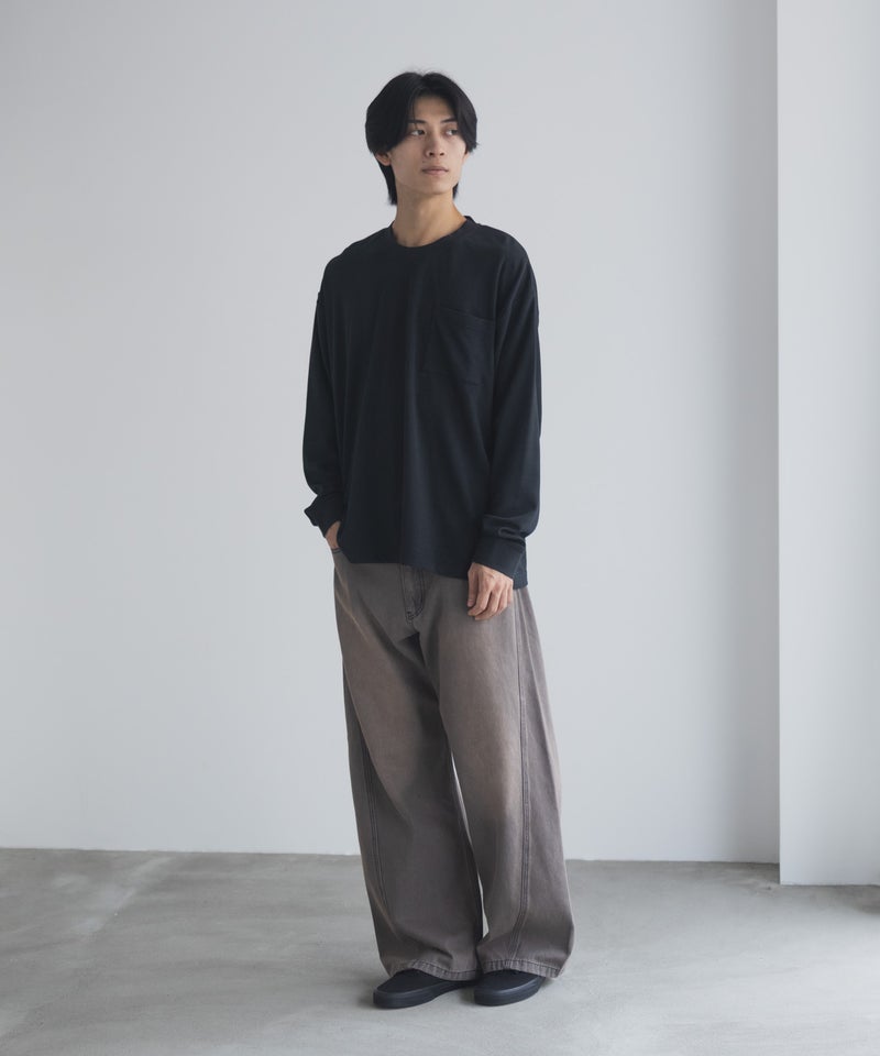 NAVY タフラク ポンチ素材ポケツキ長袖Tシャツ メンズ商品画像-37