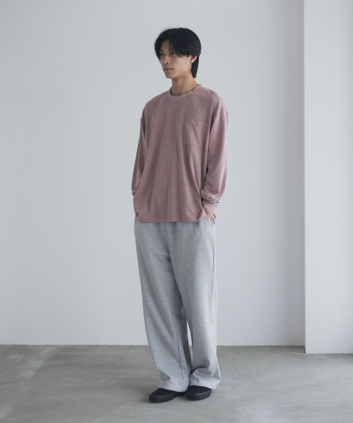 NAVY タフラク ポンチ素材ポケツキ長袖Tシャツ メンズ