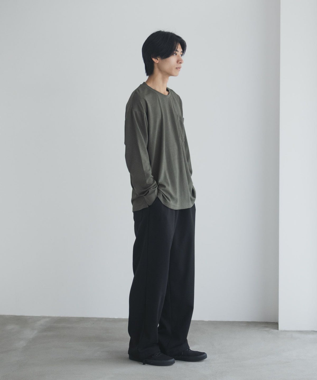 NAVY タフラク ポンチ素材ポケツキ長袖Tシャツ メンズ