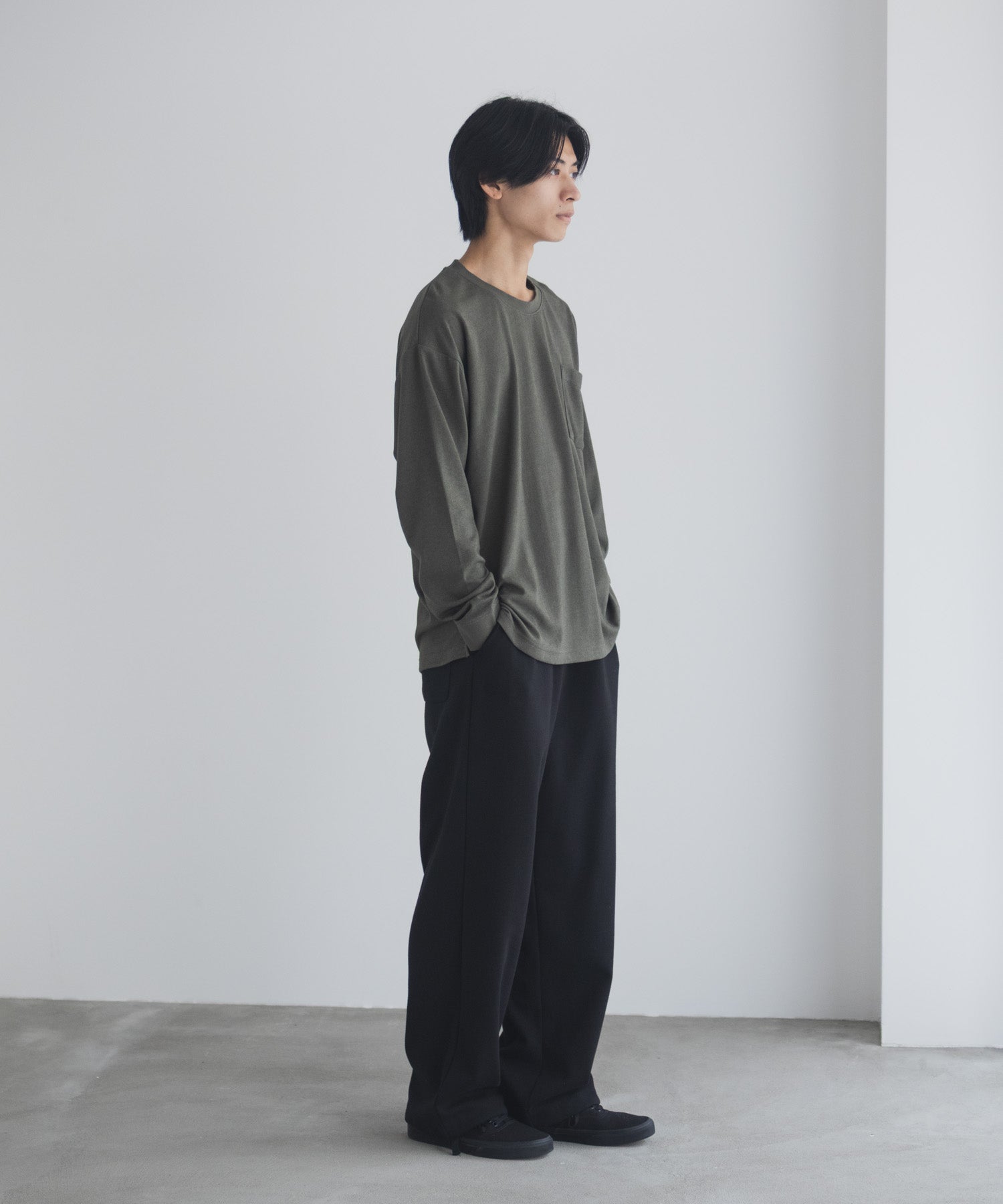 NAVY タフラク ポンチ素材ポケツキ長袖Tシャツ メンズ