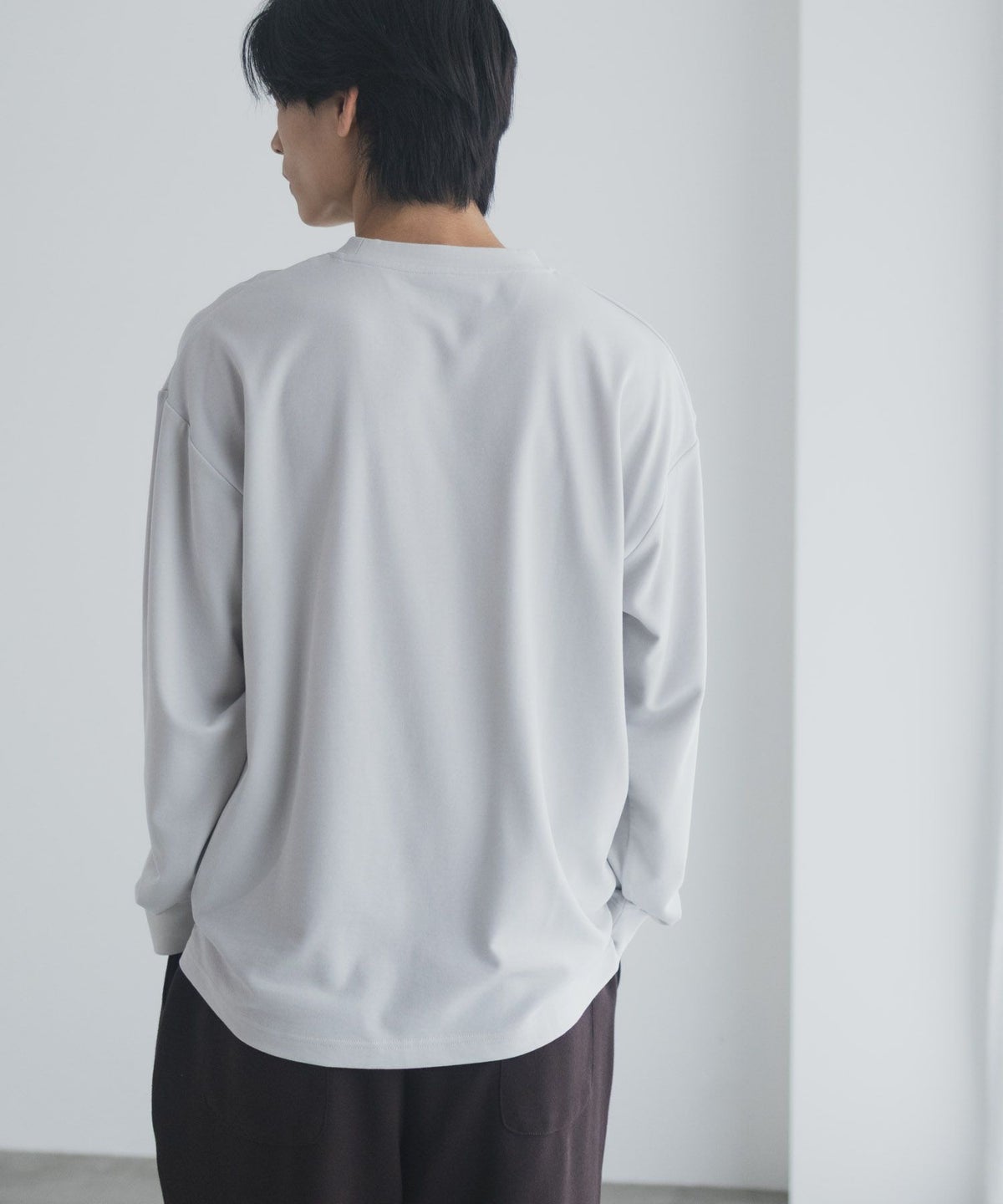 NAVY タフラク ポンチ素材プリント長袖Tシャツ メンズ