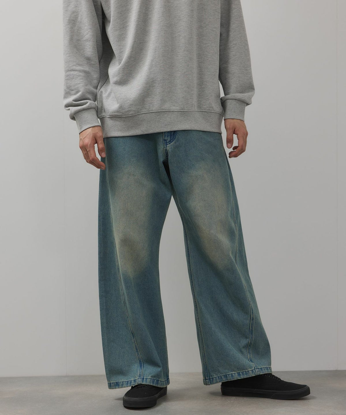 【WEB限定】デニムカーブワイドパンツ メンズ
