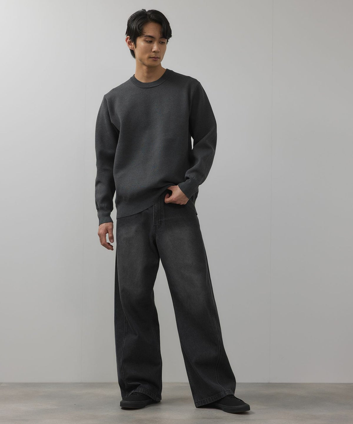 【WEB限定】デニムカーブワイドパンツ メンズ