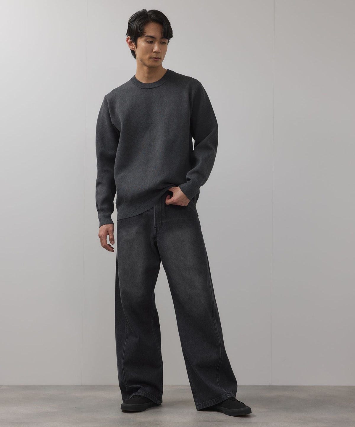 【WEB限定】デニムカーブワイドパンツ メンズ