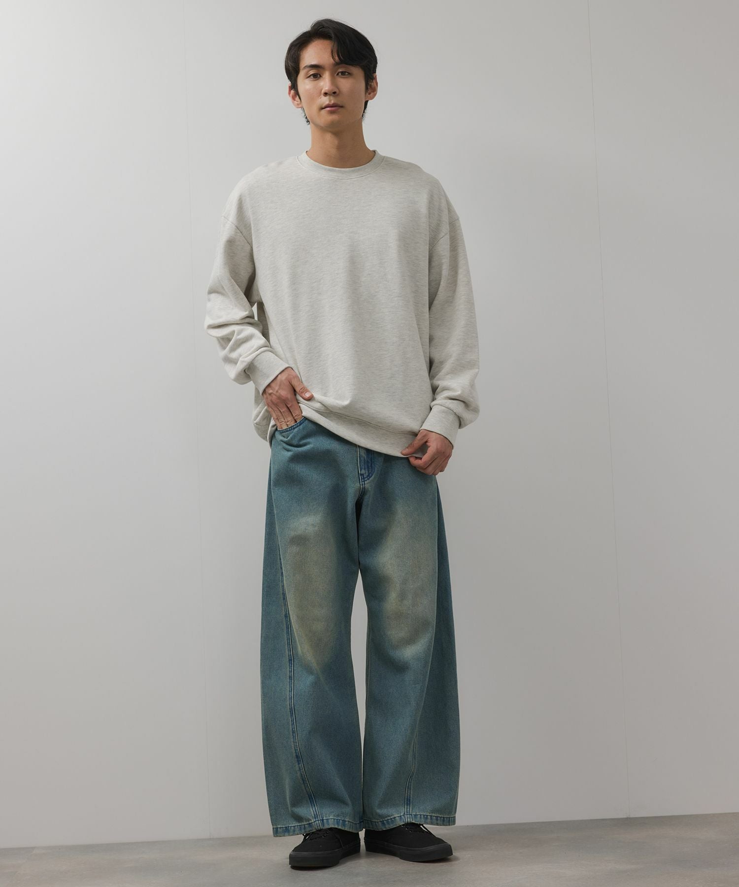 デニムカーブワイドパンツ メンズ